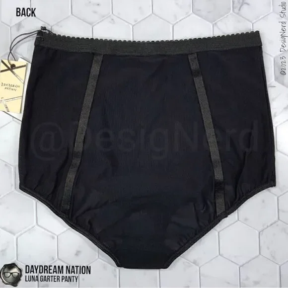 DAYDREAM NATION LUNA GARTER PANTY / DOLLS KILL BETTY UNDERWEAR BLACK PINUP SMALL